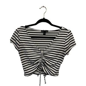 Forever 21 Striped Drawstring Shirt